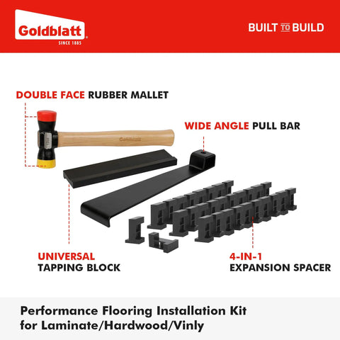 All In One Laminate Flooring Tools Kit With Heavy Duty Mallet Reinforced Double Faced Hammer Pro Grade Pull Bar Tapping Block