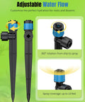 Push To Fit Drip Irrigation Emitters Pack Of 30 With Adjustable 360 Degree Water Flow For One Quarter Inch Tubing Easy Inlet Detach Stake