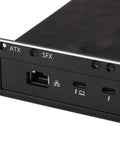 Rock Solid External GPU Dock Station With USB4 40Gbps Thunderbolt Hub And RJ45 Ethernet Port Plus M2 NVMe Bay For Laptop Graphics Cards ATX SFX Power showing rear ports.