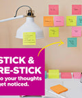 Super Sticky 3 By 3 Neon Fizz Notes Dispenser Pack 18 Pads With 90 Sheets Each Double Strength Adhesive For Bold Reminders Ideal For Office School Or Home Organization Easy Peel And Bright Color Coding, neon sticky notes on wall and desk
