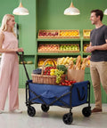 Heavy Duty Collapsible Wagon Cart 67L With 220 Lbs Capacity Adjustable Handle Lightweight Portable Design All Terrain Wheels