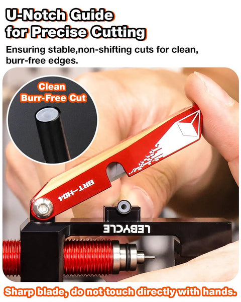 3 In 1 Hydraulic Brake Tool For Bikes Hose Cutter Needle Driver And 7 8mm Brake Line Wrench in use demonstrating precise cut