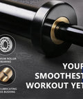25mm Grip Black EZ Curl Bar And 85lb Rubber Coated Plates Set featuring premium roller bearing and brass bushing for smooth workout