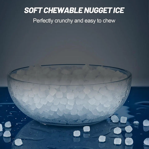 Bowl of ice from Nugget Ice Maker Machine With 100 Lbs Per Day Output, Stainless Steel Under Counter Ice Machine With 25 Lbs Storage Capacity
