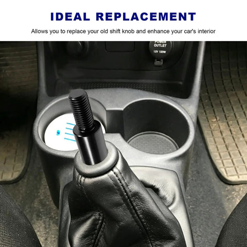 Upgrade Your Ride With 2 Inch Shifter Extension Lever Made From Durable Aluminum Alloy Fits M10x1.5 Threads shown in car gear shift.