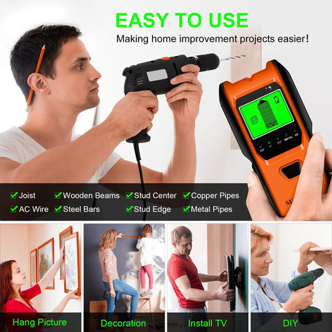 Handy Wall Scanner With Upgraded Smart Sensor And Crisp Audio Alarm Pinpointing Wood Joist Center Edge Metal Ac Wire Quick Draw Tool For Weekend Warriors Demanding Ace Performance Without Any Sweat Or Broken Gear On The Site