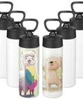 16oz Kid Sublimation Tumbler Set With Straws, 6 Pack, Stainless Steel, with playful animal designs.
