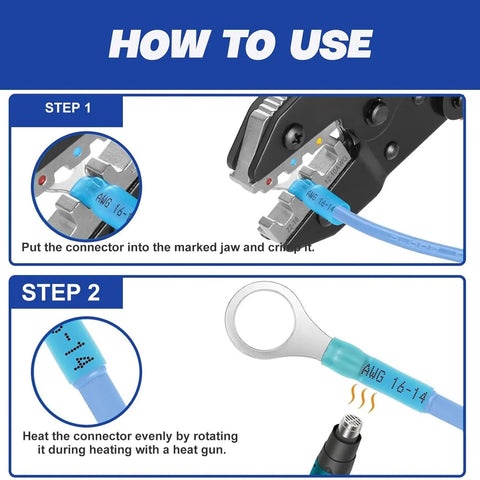 Step-by-step guide using 6 In 1 Ratchet Crimping Tool Set with Interchangeable Dies for Wire Ferrules and Terminals
