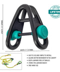 Sidekick Lanyard Manager Auto Adjusts To Most Lanyard Diameters With One-Handed Operation And Multiple Attachment Orientations Lightweight Durable Construction For Easy Setup And Tangled-Free Canopy Use 99563 shown with dimensions and features