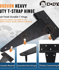 4 Inch T Strap Gate Hinges Heavy Duty Black Iron Tee Hinges Made From Solid Iron With Glossy Powder Coating Corrosion Resistant