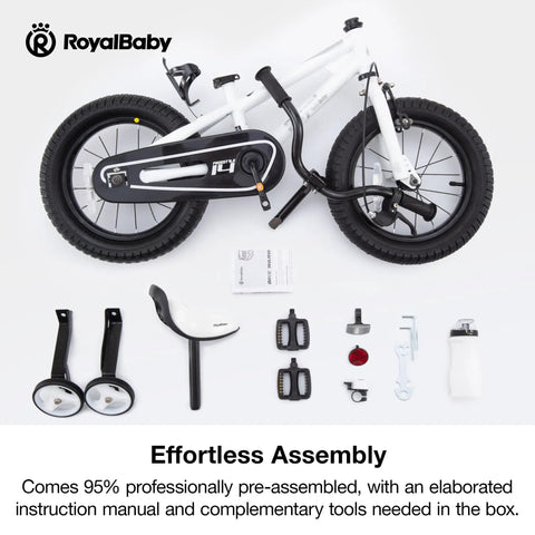 Freestyle 16 Inch Kids Bike For Boys And Girls, BMX Style Ride With Training Wheels, parts and assembly tools displayed.