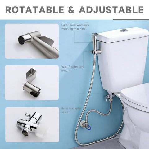 Handheld Bidet Sprayer With Built In Filter And Adjustable Water Pressure Stainless Steel Jet Spray For Toilet Purified