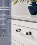 5 Pack Cabinet Pulls For Kitchen And Bedroom 3.54 Inch Center-To-Center Black Zinc Alloy With Clear Acrylic Tubes 4.8 Inch Total Length