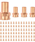 One Hundred Pack Copper 1 Inch Street Adapter Fitting Press Connect To Npt Female Thread Connector For Hot And Cold Water Supply Heavy Duty Pro Plumber Grade Rock Solid Design Quick Install, showing multiple fittings.