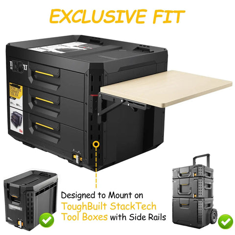 Foldable Heavy Duty Work Table For StackTech Toolbox Systems Portable Side Workbench Attachment With 50 Lb Load Capacity
