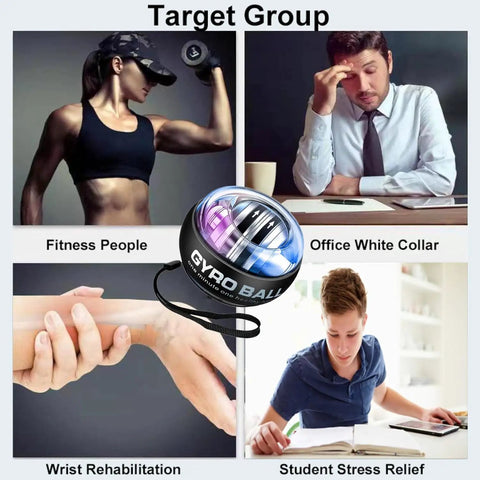 Gyro Ball Wrist Exerciser For Forearm Strength And Hand Therapy, Torque Ball Training Aid, Easy Start Spin Ball, Premium Black Gear For Rehab, Fitness And Grip Strength for wrist rehab and grip training
