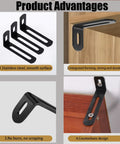 Heavy Duty Black L Brackets For Garage Shelving Rock Solid Adjustable Right Angle Corner Fasteners With Complete Screw Set Killer Strength Corner Brace Support 10 Pack with smooth, stainless steel surface.