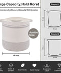 Large Rope Laundry Basket With Handles, Modern Woven Storage Bin In Light Gray, 18x16 Inches, size comparison chart shown