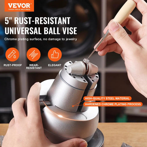 Ball Vise Engraving Kit With 5 Inch Clamp Pro Grade 360 Degree Swivel Block Vise 69 Piece Attachment Set for jewelry work