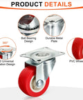 Close-up of Eight Pack 1 Inch Caster Wheels With 360 Degree Swivel Plate Castors For Furniture Drawers Storage Bins DIY Projects