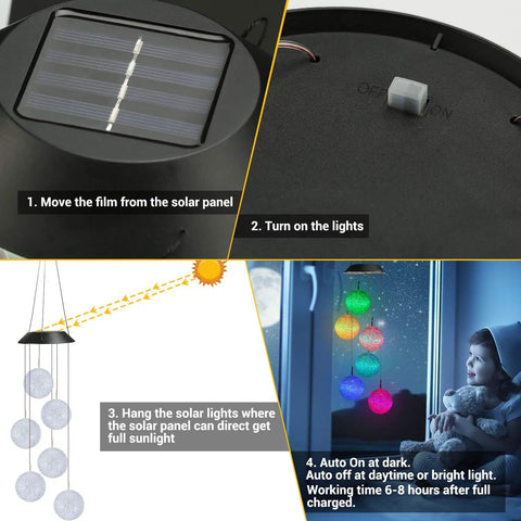 Solar Wind Chime With Color Changing Led Balls Waterproof Outdoor Lights For Garden Patio Yard Window Hands Free Auto Charged By Sun Night Glow Lit Six Ball Lights explained in steps