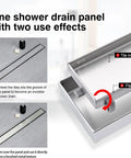 24 Inch Linear Shower Drain Kit With Invisible Tile Insert And Flat Cover, showing two use effects, AISI 304 steel