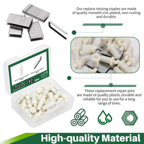 Handy Dandy Honey Do Hero Window Fix Kit With 50 Spring Loaded Shutter Pins And 80 Silver Tilt Rod Louvers Staples, 130 piece set.