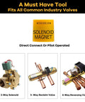Go-To Solenoid Valve Magnet Tool for common industrial valves showcasing diverse valve types and solenoid application