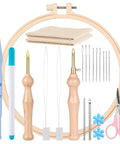 Punch Needle Kit For Beginners With Wooden Handle Tools, Adjustable Punch Needle Pen, Embroidery Hoops, Cloth, Scissors