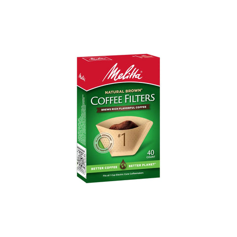 Box of unbleached cone coffee filters for 1 cup drip makers, natural brown, 40 count per pack of 12, 480 total filters, packaging may vary