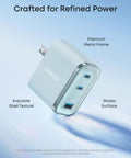 Three Port USB C Charger With 70W Max Per Port And Type C PD Fast Charging For MacBook Pro And Other Laptops Travel Friendly Ultra Compact Keeps Devices Powered On The Go, white metal frame