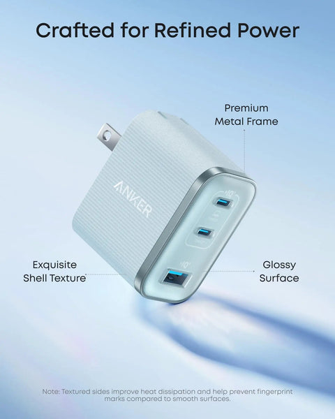 Three Port USB C Charger With 70W Max Per Port And Type C PD Fast Charging For MacBook Pro And Other Laptops Travel Friendly Ultra Compact Keeps Devices Powered On The Go, white metal frame