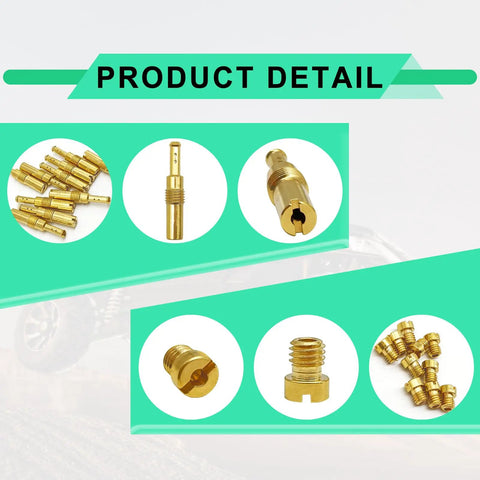 Carburetor Jet Kit 20 Piece Brass Main And Slow Pilot Jet Set For Scooters ATVs Karts And GY6 Engines 125cc 150cc 200cc 250cc