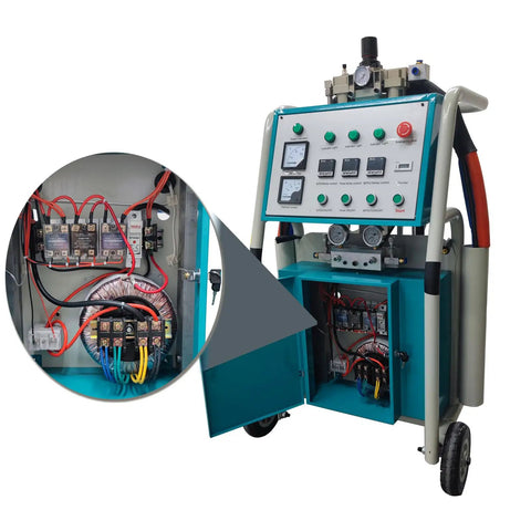 Heavy Duty Polyurethane Foam Spray Machine, High Pressure Pneumatic Sprayer For Construction Waterproofing, detailed control panel and wiring.