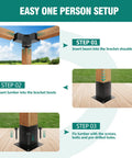 4 Pack Pergola Brackets And Post Bases For 4x4 Beams 3 Way Right Angle Corner Brackets With Sunshade Holes setup guide