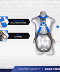 Back view of full body harness in Fall Protection Roofing Bucket Kit With Full Body Harness And 50 Foot Vertical Rope And Anchor Set
