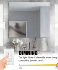 32 Inch Dimmable Modern Vanity Light With Three Color Temperatures 3000K 4000K 5000K Chrome Finish Over Mirror Bathroom Wall Light For Bright Stylish Grooming Spaces, shown with dimmer switch and reflection in mirror