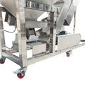 Heavy Duty Bucket Elevator Material Conveyor With 220V Single Phase Motor, stainless steel frame on rolling casters.