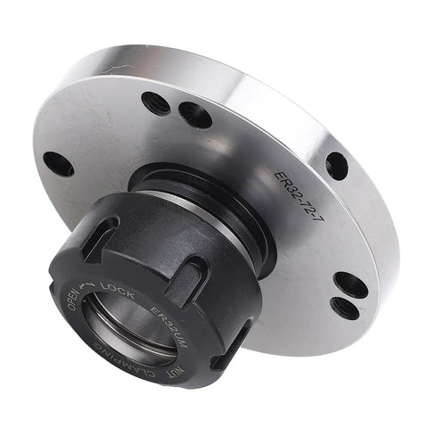 Heavy Duty Carbon Steel Lathe Collet Chuck With 100mm Diameter And 42mm Height For Secure Clamping In Precision CNC Machining Tasks, showing black and silver design.