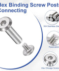 Bulletproof 304 Stainless Steel Hex Socket Cap Chicago Screws 20 Pack Metric Binding Post Set For Scrapbooking Leather Work And Diy Fixes showing two hex binding screws in solid silver.