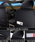 Ram Seat Covers Full Set Waterproof For 2002-2025 Dodge Ram 1500 2500 3500 Crew Quad Cab With Curved Rear Bench Black, zipper and back pocket