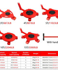 Image showing various Heavy Duty Machine Dolly With Pull Handle Built Like Iron Moves 15 Ton Capacity Steel Equipment Mover options with capacities.