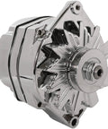 105 Amp Marine Alternator Replacement For Mercruiser 10SI 1 Wire V Belt 12V CW Rotation Chrome Delco Style With Easy Install Replaces OEM ADR0334C And 40012484, close-up view