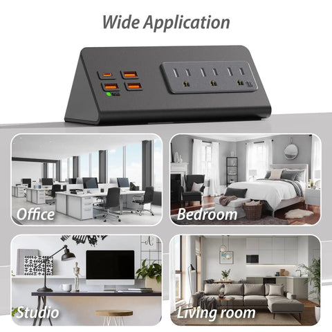 Desk Edge Clamp Power Strip With 15A 1875W Load USB C PD 30W Port 3 AC Outlets And 4 Fast Charging USB Ports usage in rooms