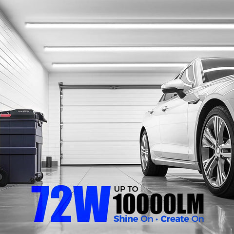 Eight Foot LED Shop Light Bar 72W 10000 Lm 5000K Daylight White V Shape Clear Cover High Output Linkable T8 Tube Light For Garage Plug Pack Of 10 Easy Install
