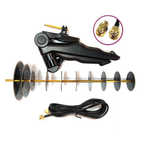 16dBi 2.4GHz WiFi Directional Yagi Antenna with mounting clamp, cable, RPSMA and SMA connectors, ideal for drones and routers