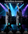 Ultra Clear UHF Wireless Guitar System with 6 channel transmitter and receiver, less than 2ms latency, rechargeable battery