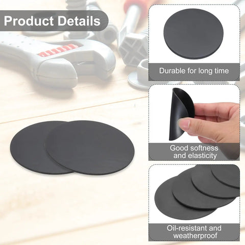 Hella Tough Rubber Solid Disc Washers 10 Pack 85mm Outer Diameter By 1mm Thick Anti Vibration Spacer Gasket Pad Bushings For Garage Diy And Equipment Mounting In Black, showing durable black rubber pads.