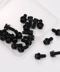 M4x10mm VESA Screws Set With Lock Washers And Flat Washers, 20 Pack, black Phillips head screws in case