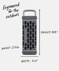Gray Ranger Outdoor Bluetooth Speaker Delivers 105dB Of Beast Mode Outdoor Sound With Deep Bass, Waterproof And Shockproof Build, showing dimensions and weight.
